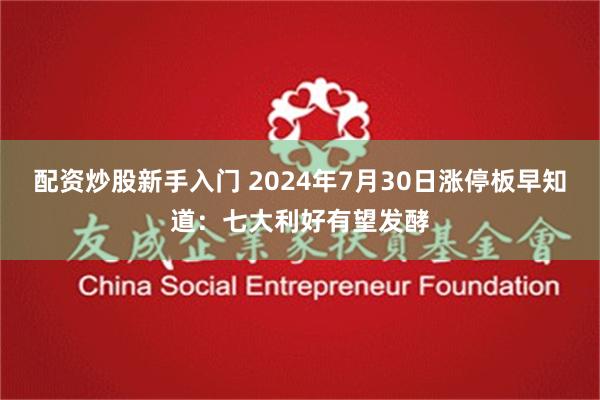 配资炒股新手入门 2024年7月30日涨停板早知道：七大利好有望发酵