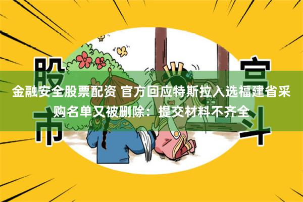 金融安全股票配资 官方回应特斯拉入选福建省采购名单又被删除：提交材料不齐全