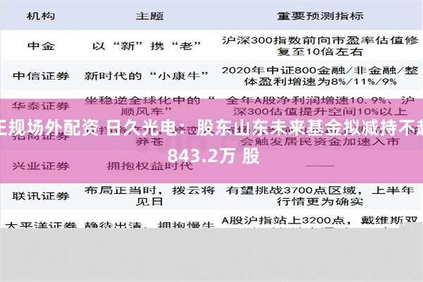 正规场外配资 日久光电：股东山东未来基金拟减持不超 843.2万 股